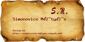 Simonovics Mátyás névjegykártya