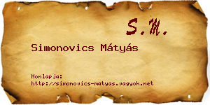 Simonovics Mátyás névjegykártya